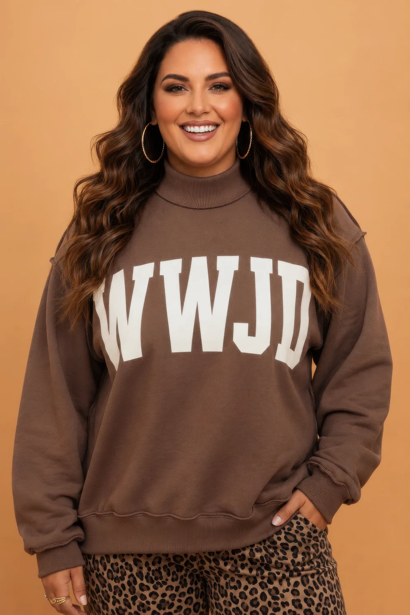 Plus Size Wwjd/Amen Reversible Exposed Seam Sweatshirt