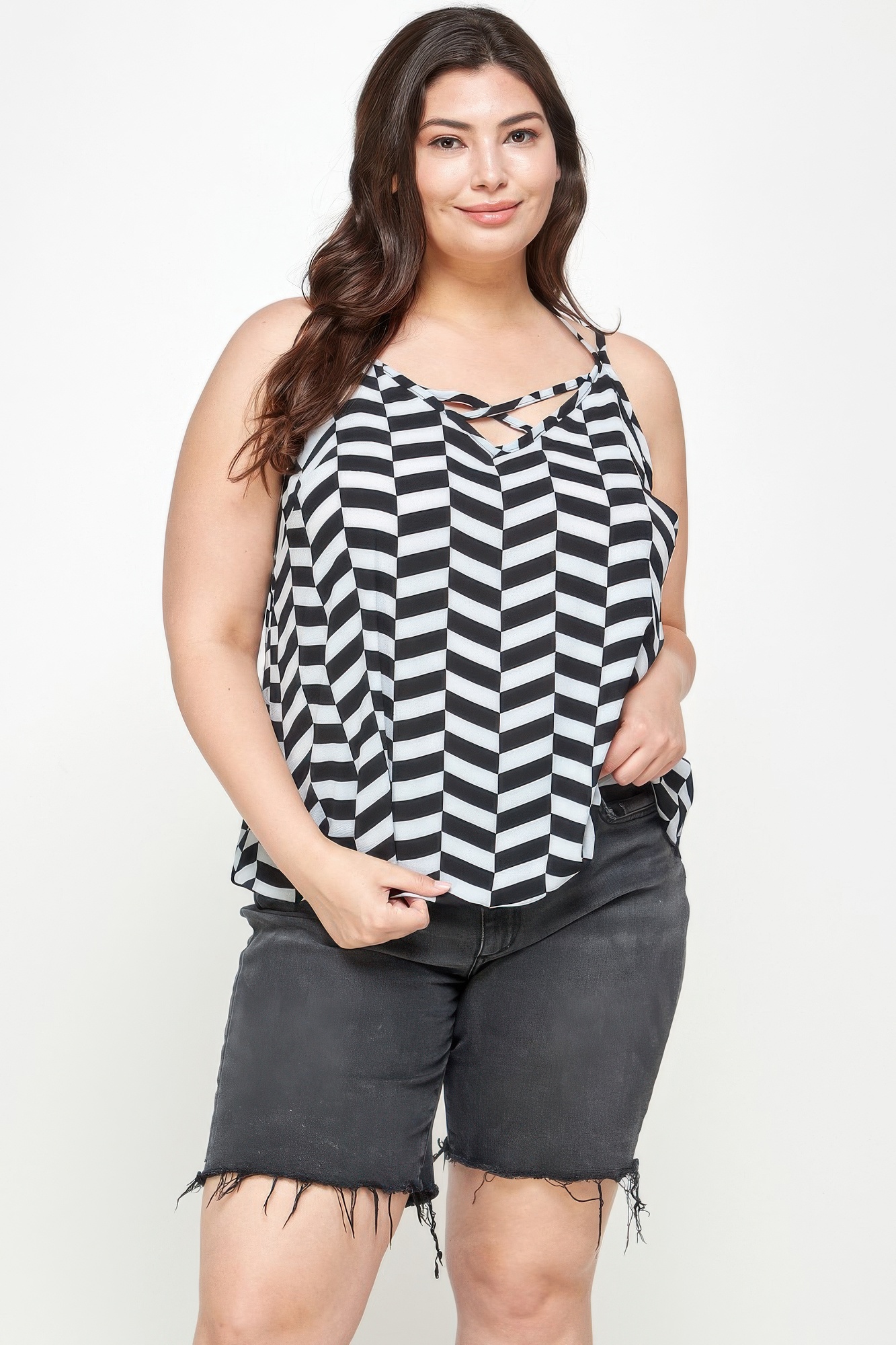 Plus Size Geometric Top with Double Spaghetti Strap, photo 4