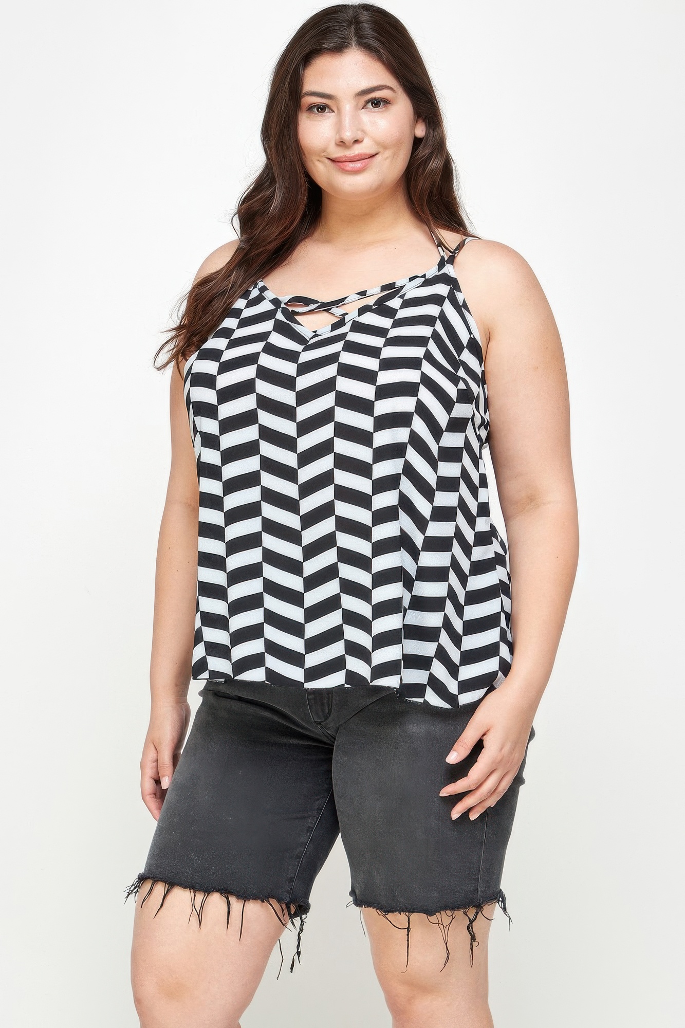 Plus Size Geometric Top with Double Spaghetti Strap, photo 5
