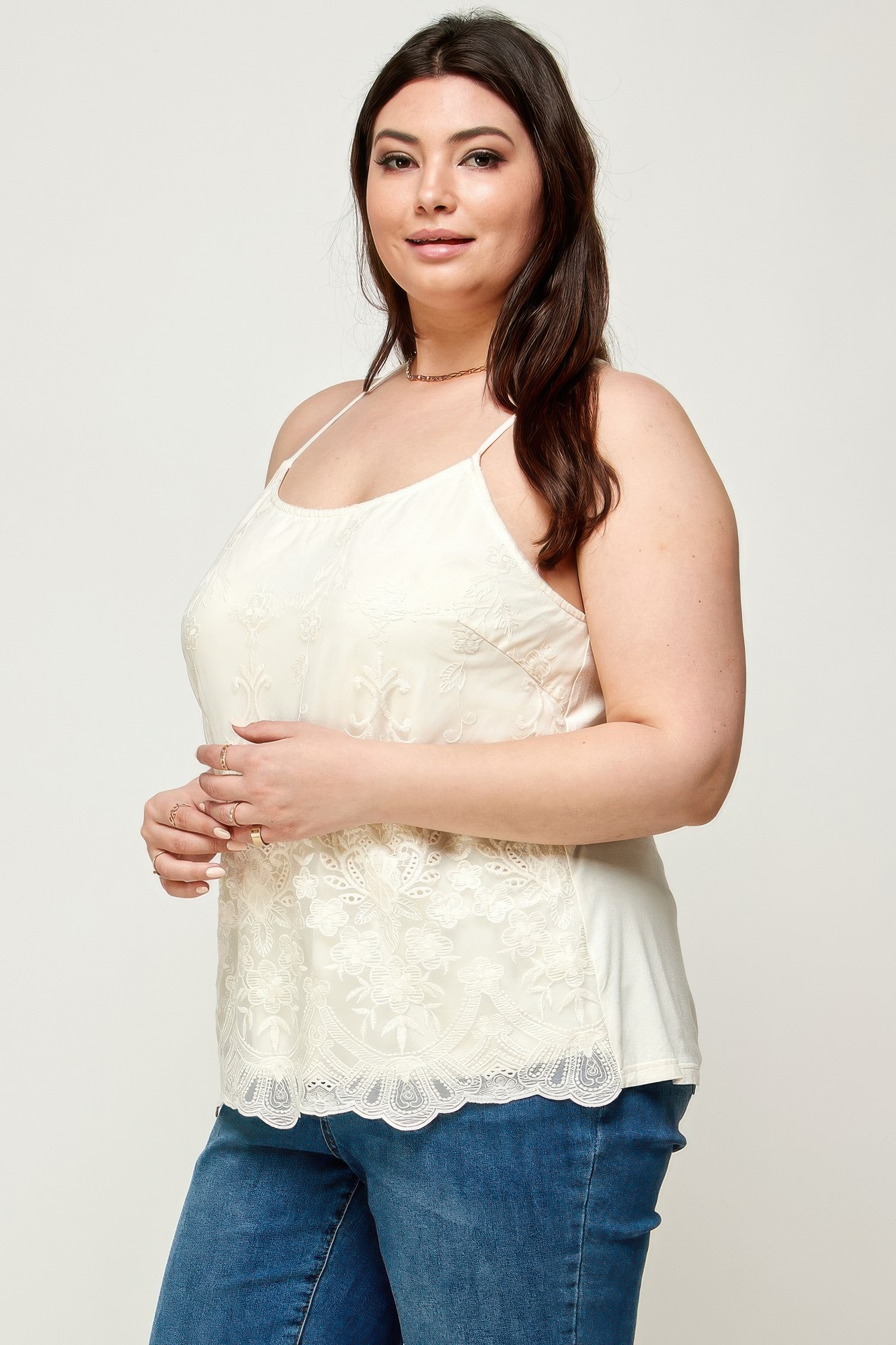 Plus Size Embroidered Mesh T-Back Cami, photo 4