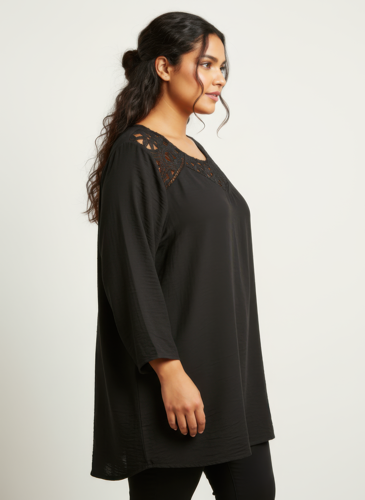 Lace Yoke Bell Sleeve Knit Tunic, photo 2