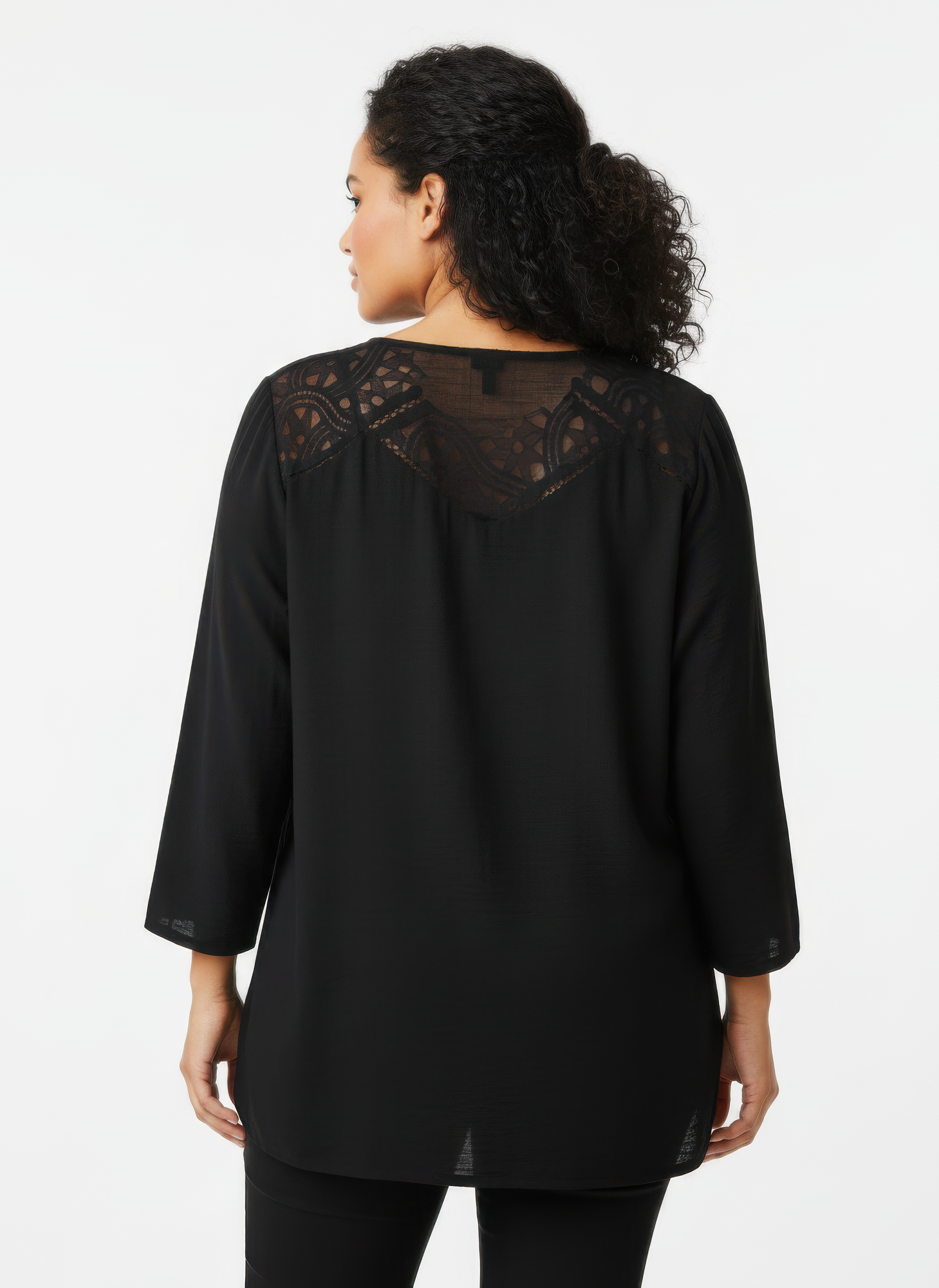 Lace Yoke Bell Sleeve Knit Tunic, photo 3