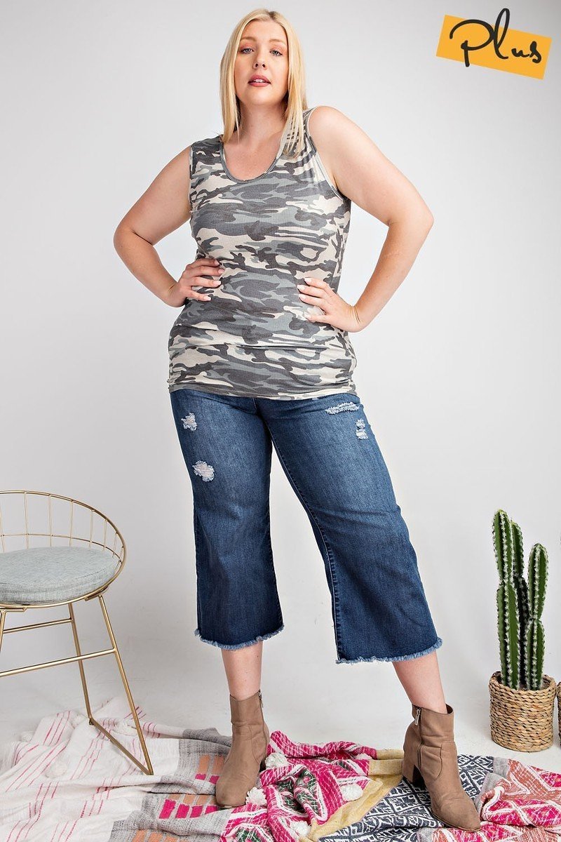 Rayon Rib Printed Knit Tank Top, photo 2