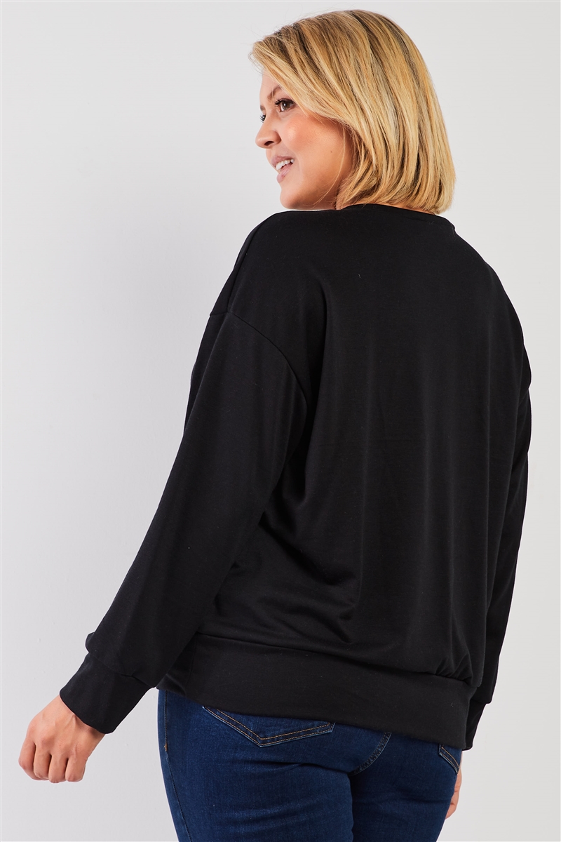 Black "monday Sunday" Print Long Sleeve Relaxed Sweatshirt Top, photo 3
