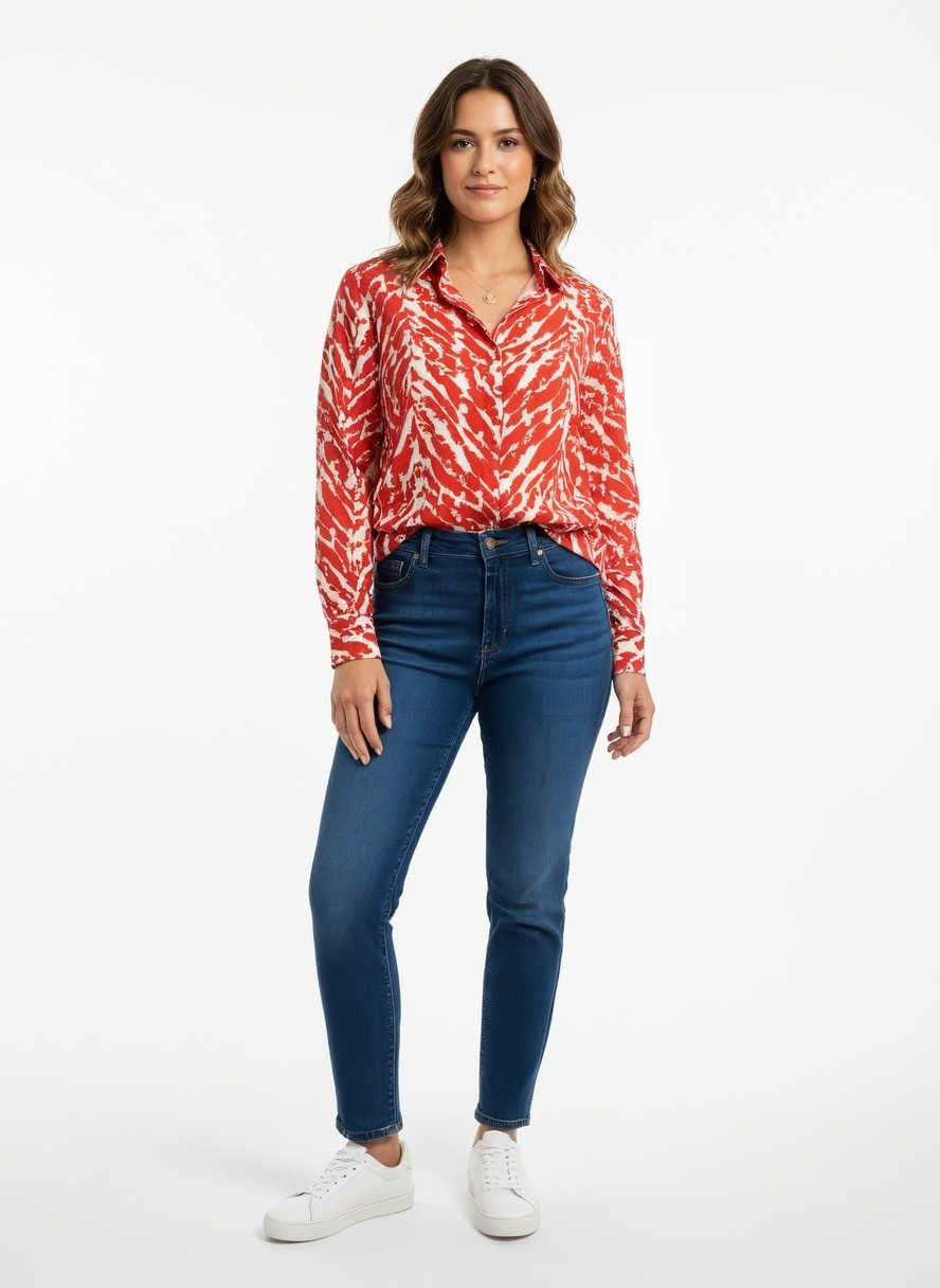 Zebra Print Button-Up Shirt
