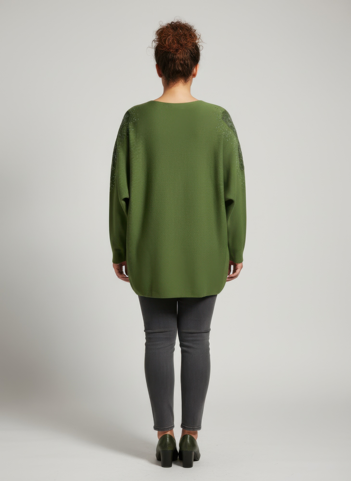 Scarlet Embellished Neckline Dolman Sleeve Tunic Top, photo 3