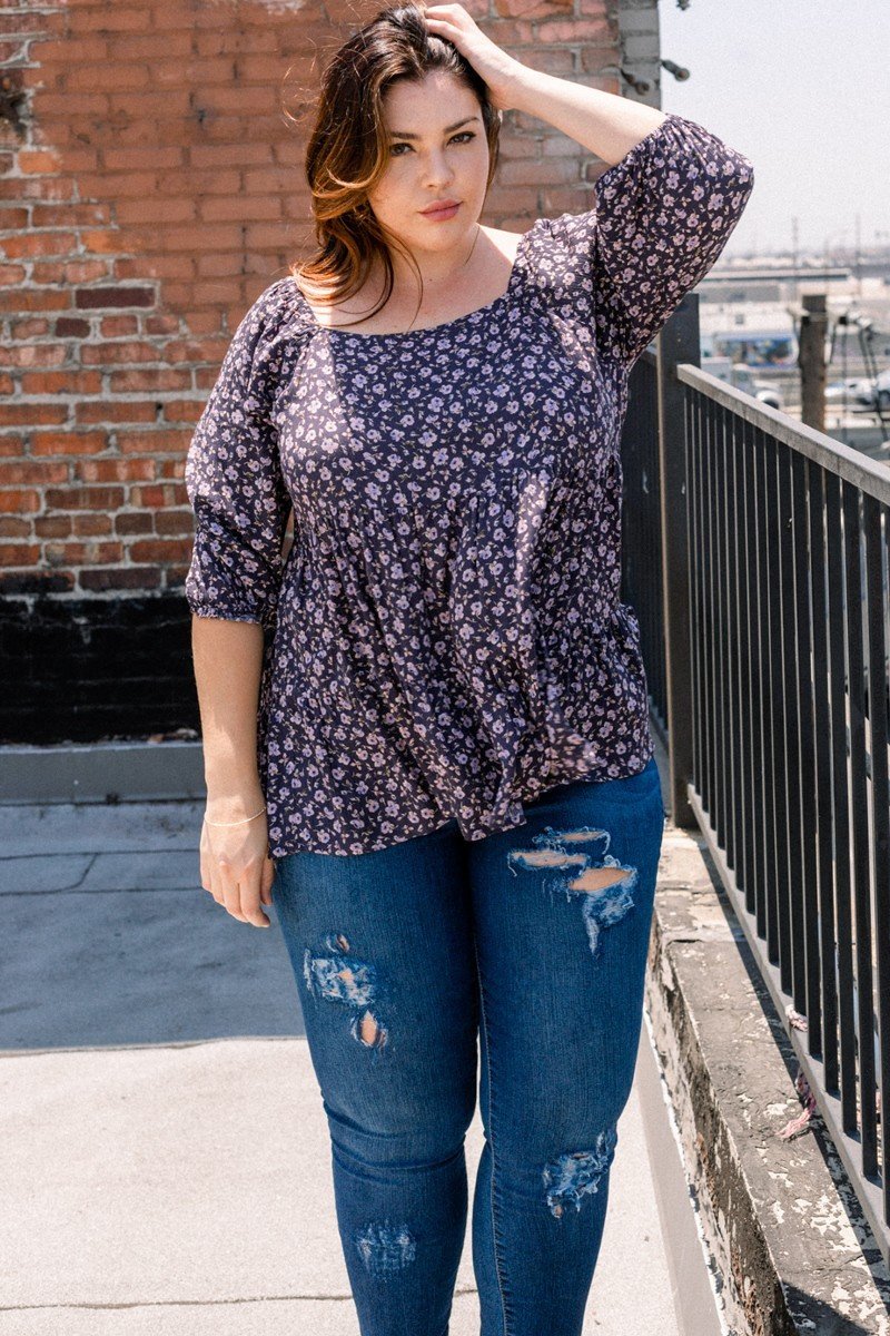 Tiny Floral Printed Square Neckline Top, photo 2